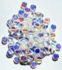 100 6x3mm Transparent Crystal AB Glass Disk Beads